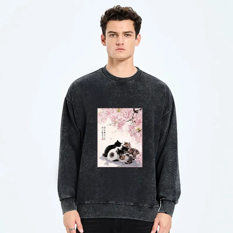 Cute Cats Sakura Sweatshirt Free Shipping
