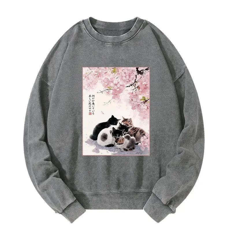 Cute Cats Sakura Sweatshirt Free Shipping