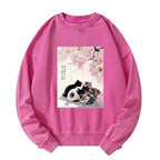 Kyoto-Lion Cute Cats Sakura Garden Washed Sweatshirt