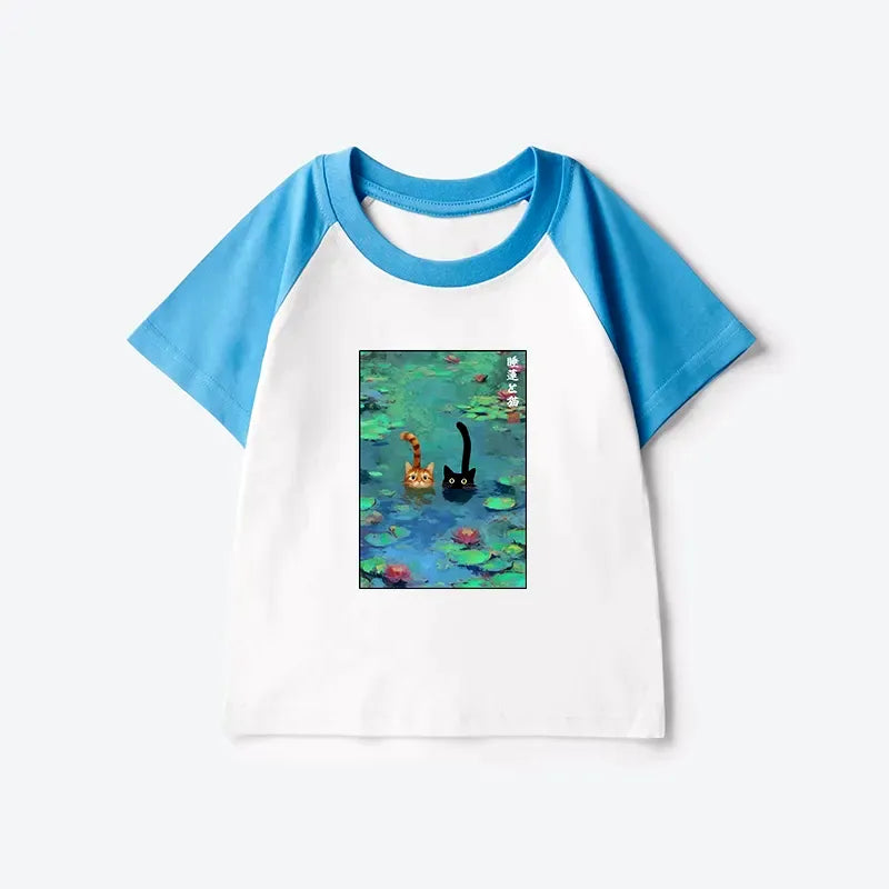 Japanese style kids raglan t-shirt for summer