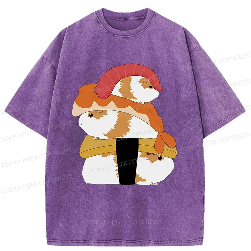 Kyoto-Lion Hamster Sushi Washed T-Shirt