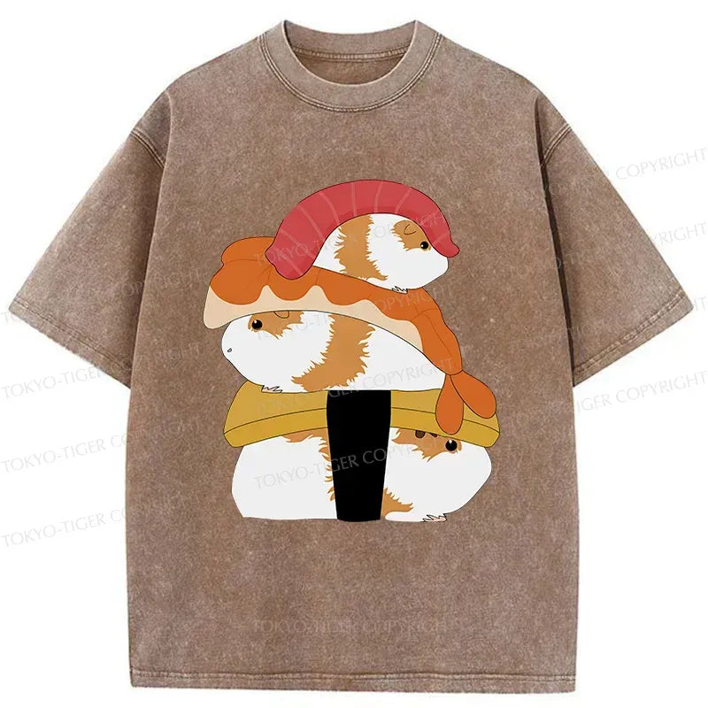 Kyoto-Lion Hamster Sushi Washed T-Shirt