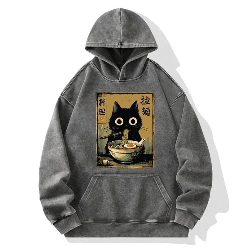 Japanese Black Cat Ramen Hoodie Gift Idea