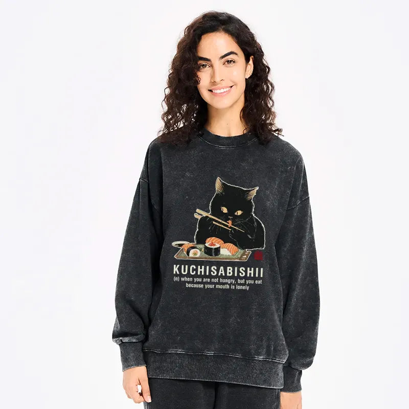 Kyoto-Lion Cat£ºNot Hungry, Just Bored Washed Sweatshirt
