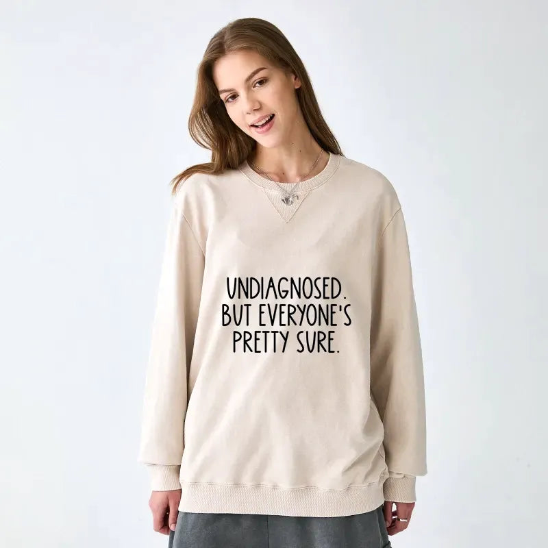 Kyoto-Lion Self-diagnosed Illness Funny Washed Terry Sweatshirt