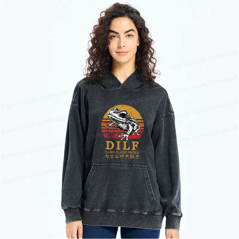 vintage frog lover hoodie for festival