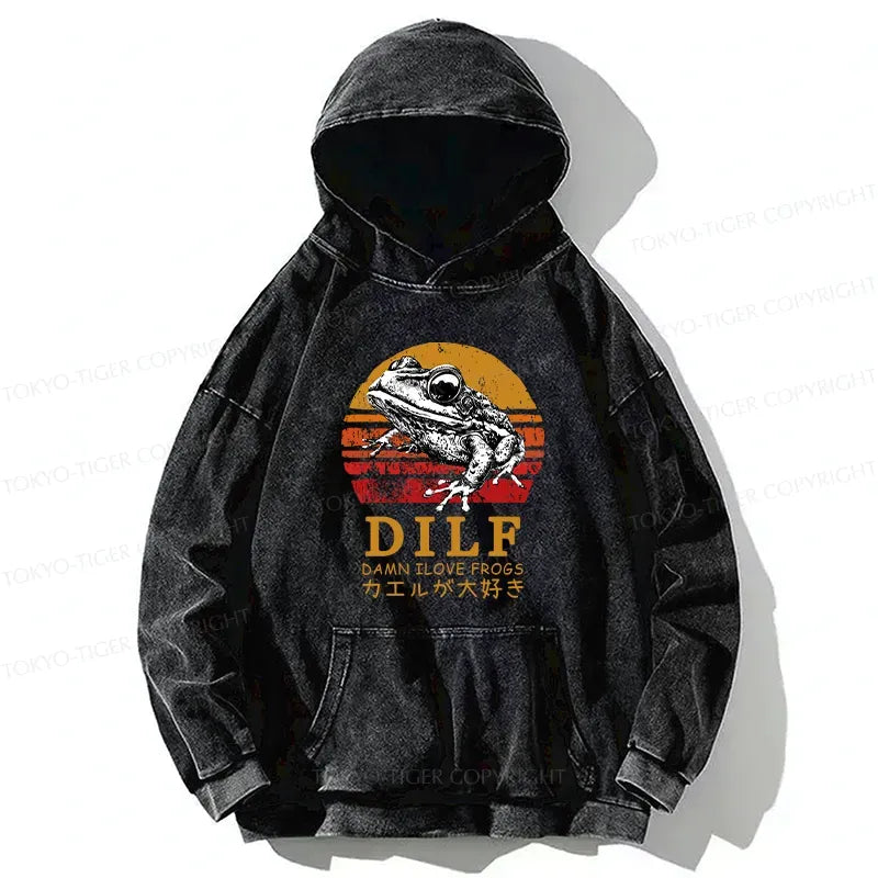 vintage frog lover hoodie for festival