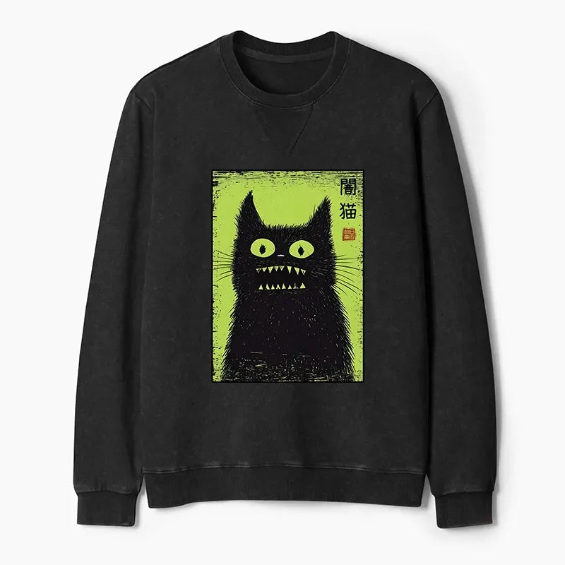 japanese black cat sweatshirt with free shipping