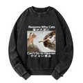 Japanese Washed Cat Sweatshirt for Daily Wear