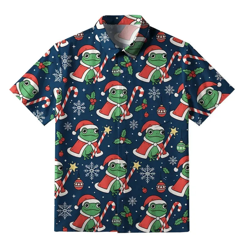 Japanese Frog Button-up Shirt Gift for Him