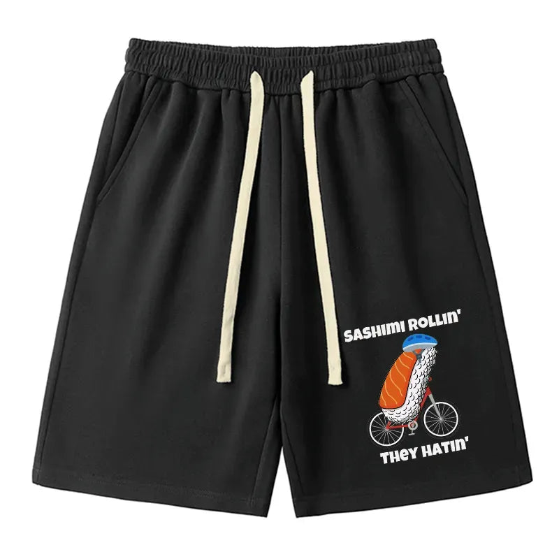 Trendy sushi print shorts for streetwear