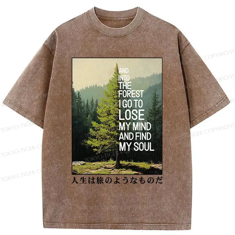 Kyoto-Lion Healing Forest Washed T-Shirt