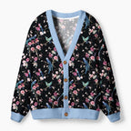 Kyoto-Lion Birds and Blooms Ugly Cardigan Sweater