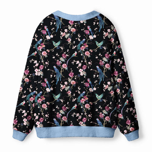 Kyoto-Lion Birds and Blooms Ugly Cardigan Sweater