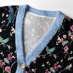 Kyoto-Lion Birds and Blooms Ugly Cardigan Sweater