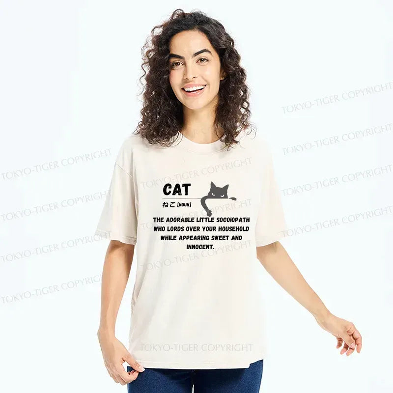 Japanese Washed Cat T-Shirt for Daily Wear