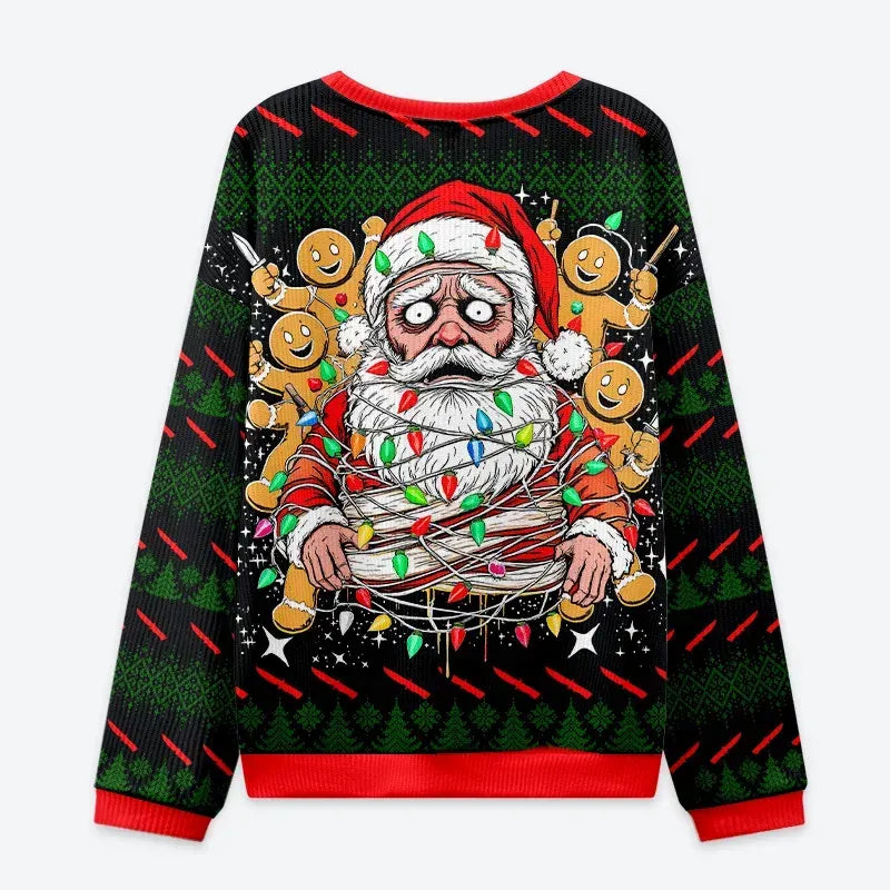 Kyoto-Lion Santa Claus Got Tangled Up Christmas Ugly Sweatshirt