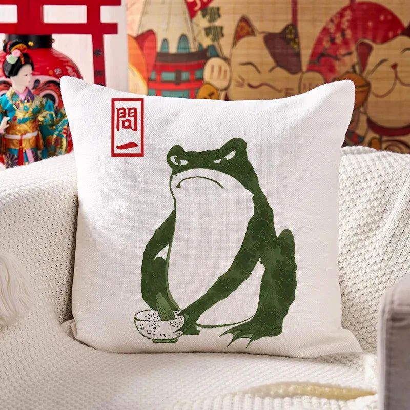 Kyoto-Lion Woodblock Print Frog Cushion Pillow
