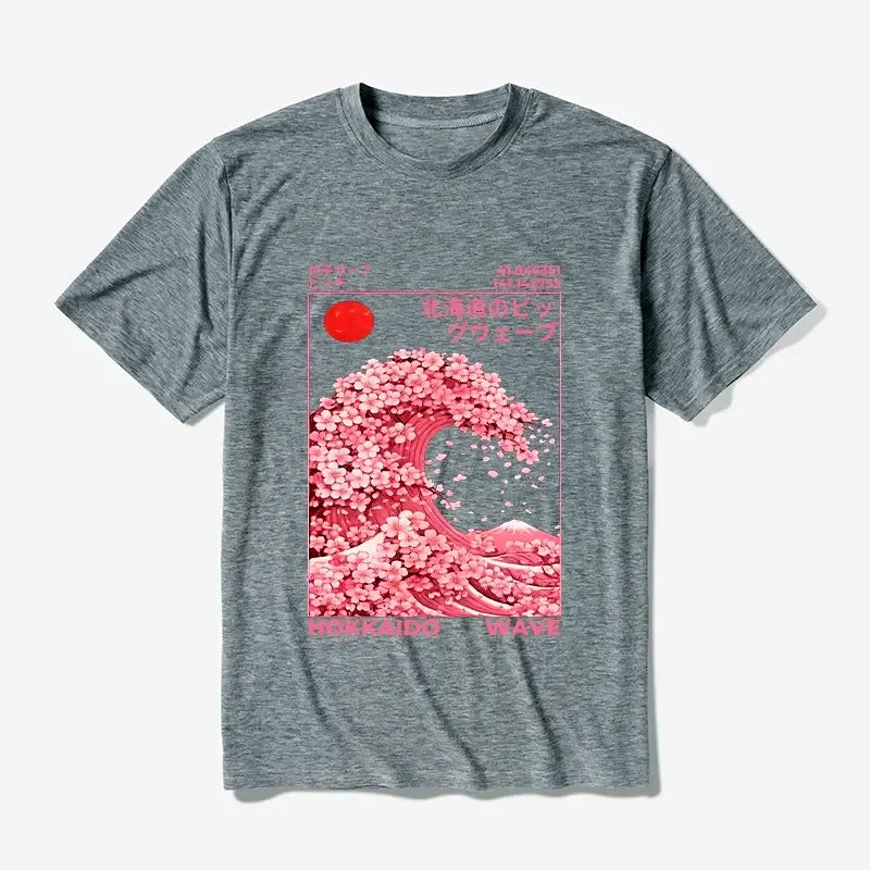 Japanese Sakura Wave T-Shirt for Summer