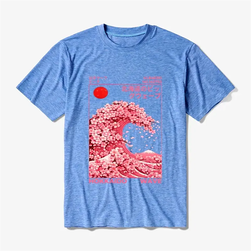 Japanese Sakura Wave T-Shirt for Summer