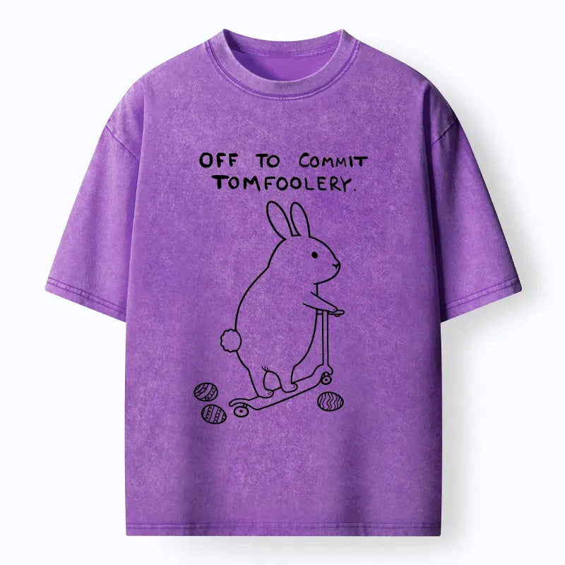 Kyoto-Lion Rabbit Goes To Play Pranks Washed T-Shirt