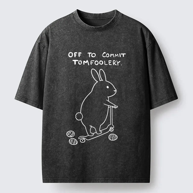 Kyoto-Lion Rabbit Goes To Play Pranks Washed T-Shirt