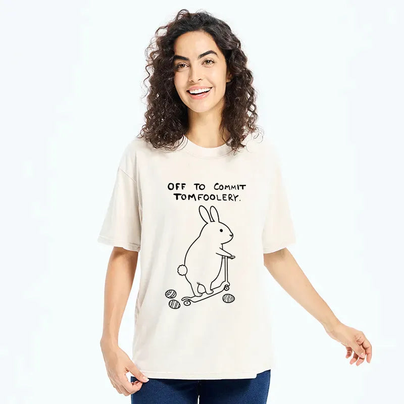 Kyoto-Lion Rabbit Goes To Play Pranks Washed T-Shirt