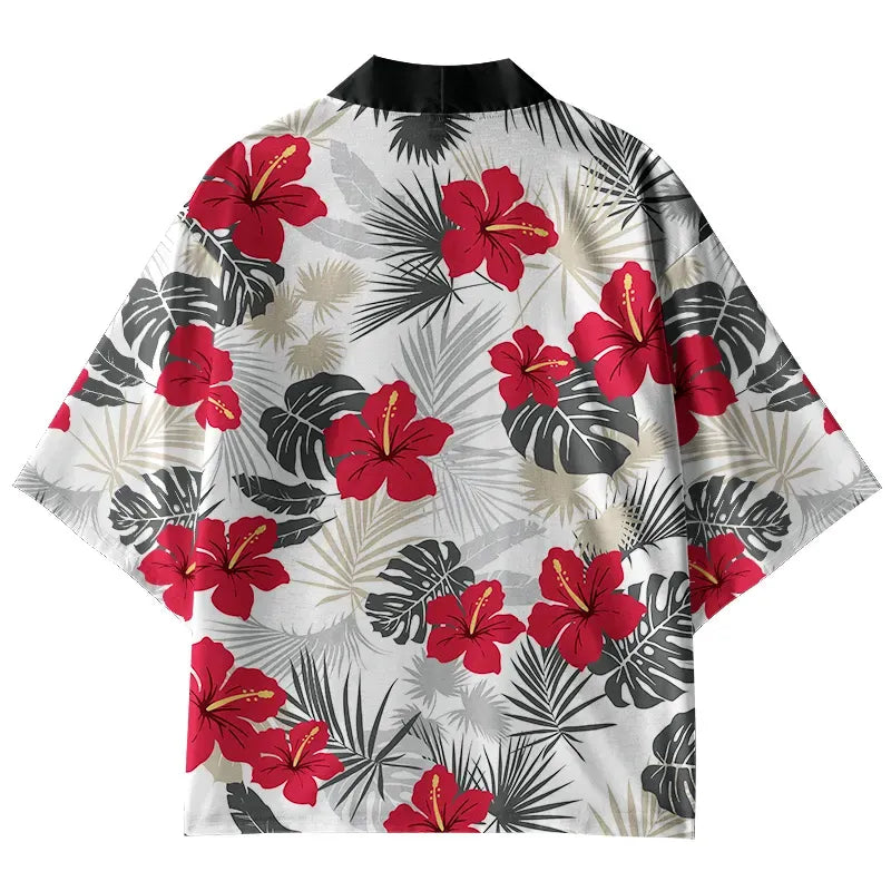 Kyoto-Lion Tropical Floral Delight Kimono Cardigan