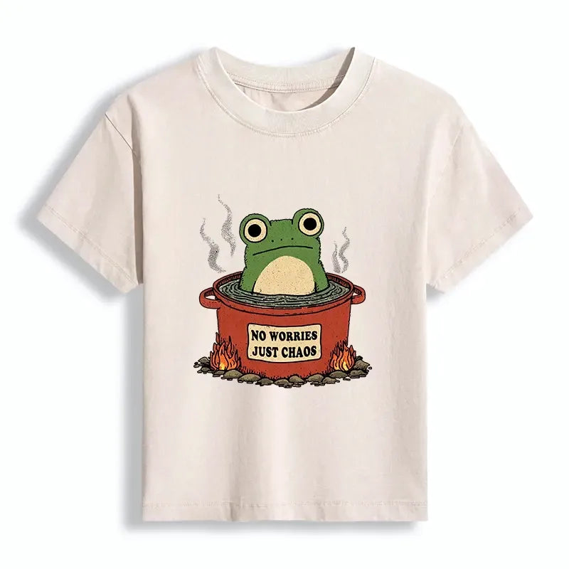 Kyoto-Lion Frog£ºNo Worries£¬Just Chaos Women's Washed T-shirt