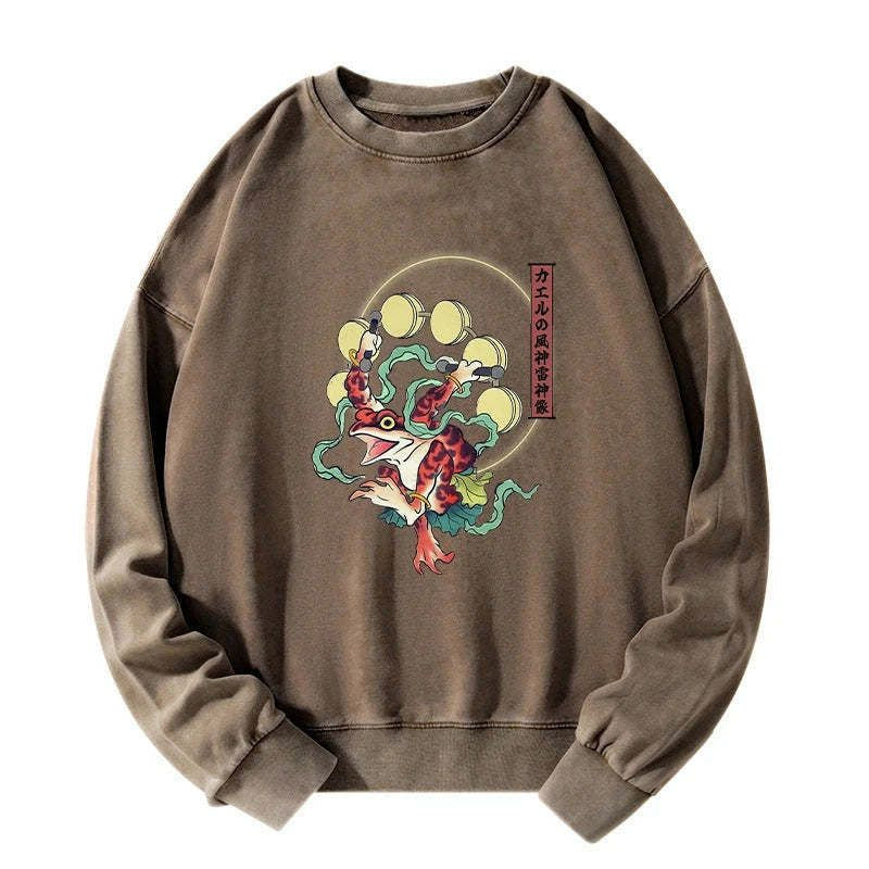 Kyoto-Lion Frog Monster Japanese Washed Sweatshirt