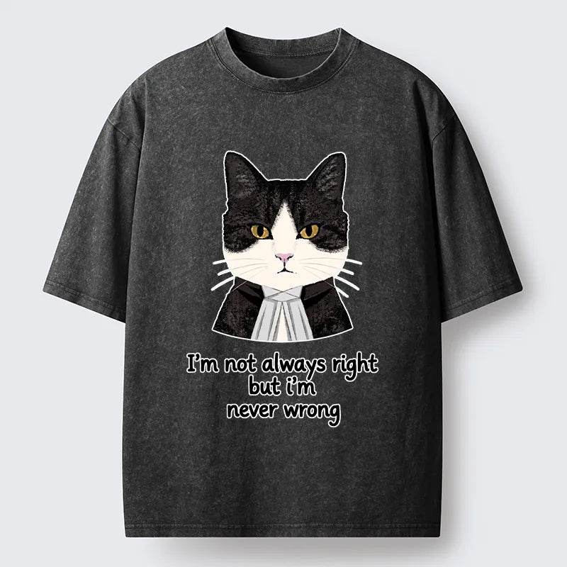 Kyoto-Lion Wise Cat Quote Washed T-Shirt