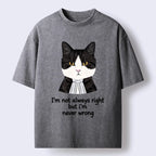 Kyoto-Lion Wise Cat Quote Washed T-Shirt