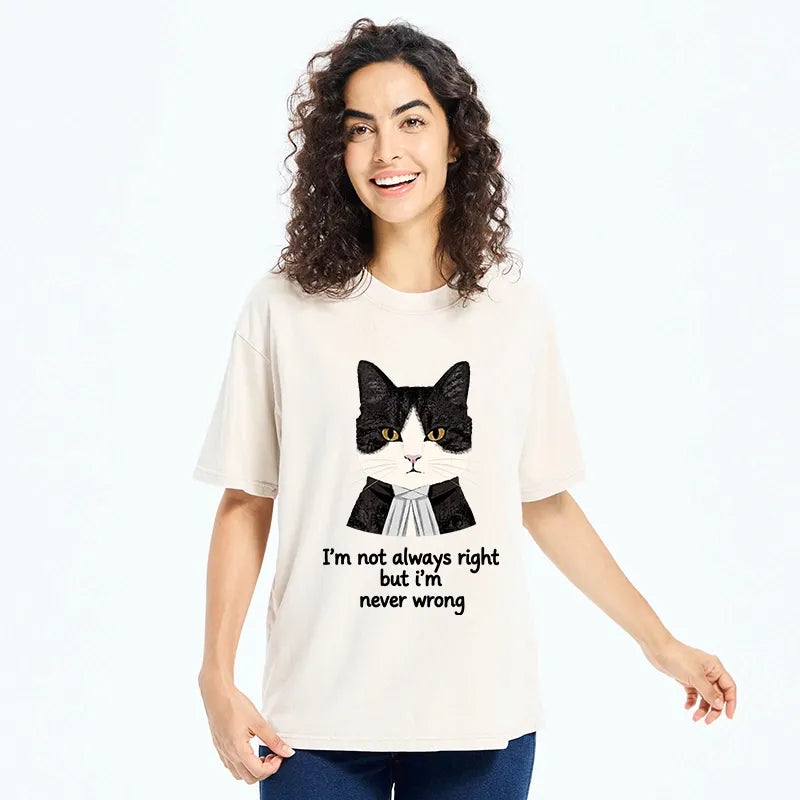 Kyoto-Lion Wise Cat Quote Washed T-Shirt