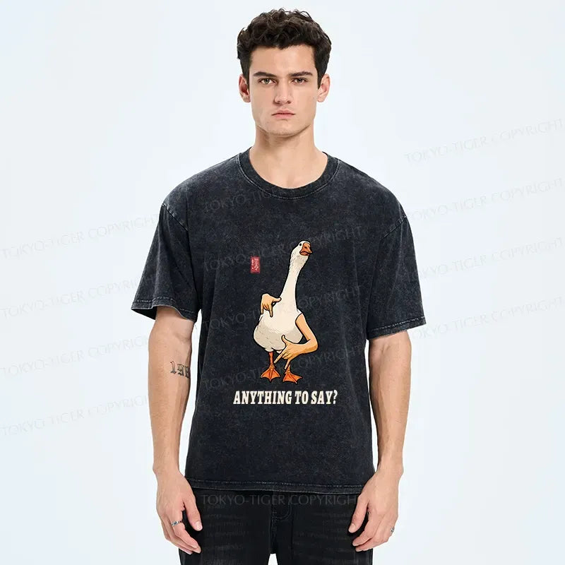 Kyoto-Lion Funny Anything To Say Washed T-Shirt