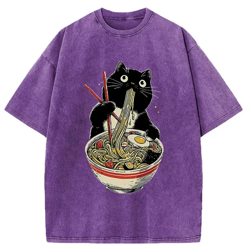 Vintage Japanese Cat Ramen Tee Gift Idea