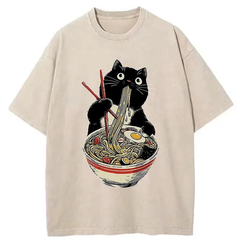 Vintage Japanese Cat Ramen Tee Gift Idea