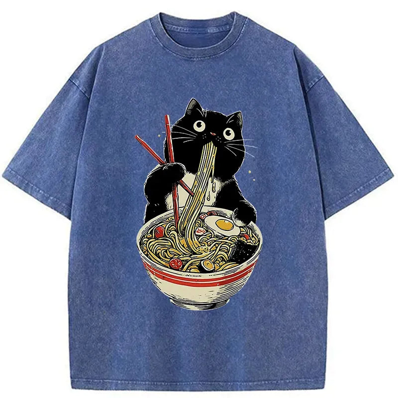 Vintage Japanese Cat Ramen Tee Gift Idea