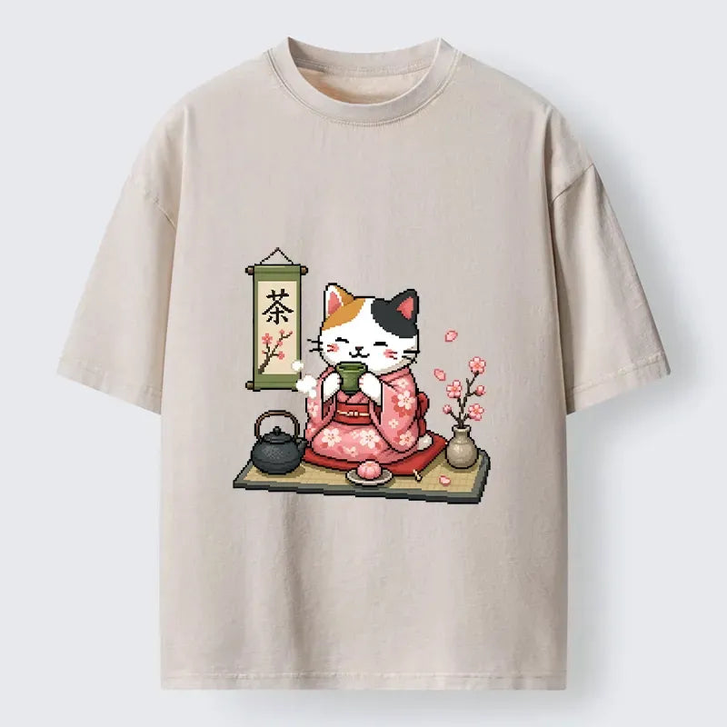 Kyoto-Lion Cute Pixel Cat T-Shirt Free Shipping