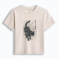 Washed cotton t-shirt with lion design for streetwear