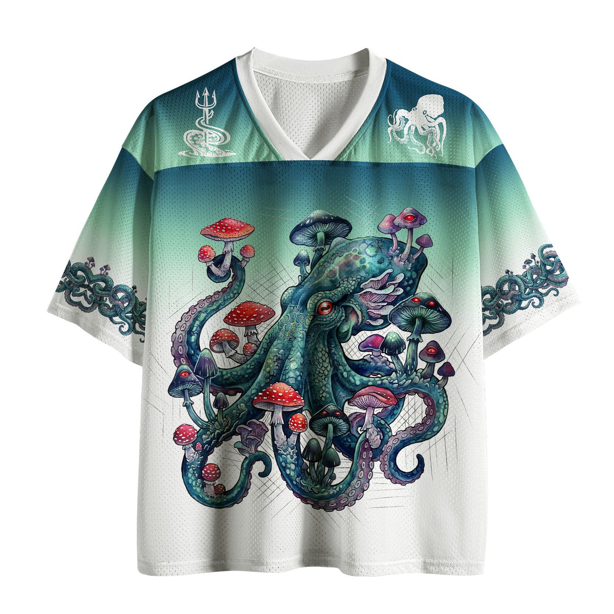 Kyoto-Lion Octopus Covered In Mushrooms Mesh Jersey