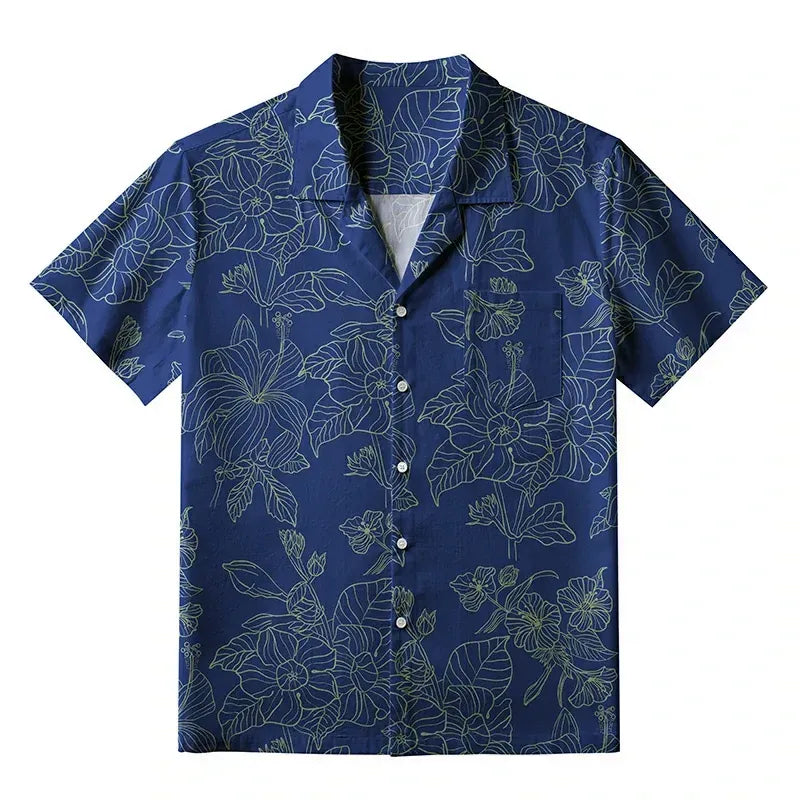Japanese floral aloha shirt for vacation