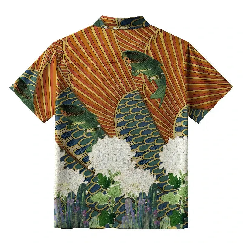 Kyoto-Lion Geisha Among The Chrysanthemums Hawaiian Shirt