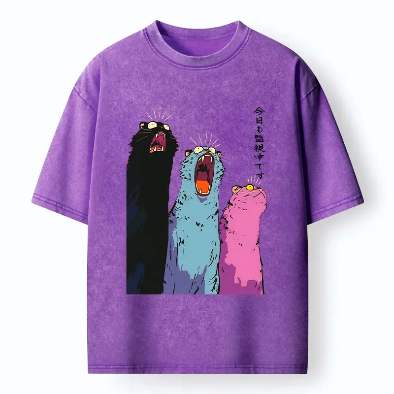 Vintage howling cat tee for daily wear