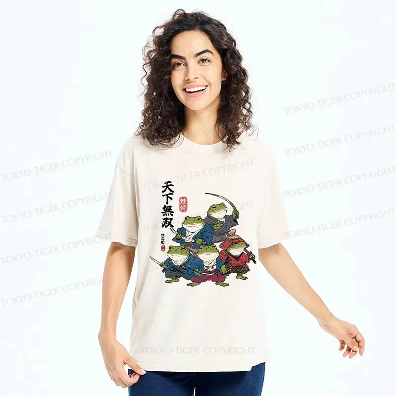 Kyoto-Lion Five Frog Samurai Washed T-Shirt