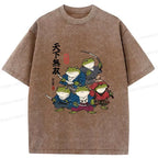 Kyoto-Lion Five Frog Samurai Washed T-Shirt
