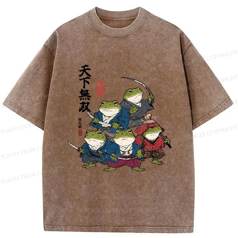 Kyoto-Lion Five Frog Samurai Washed T-Shirt