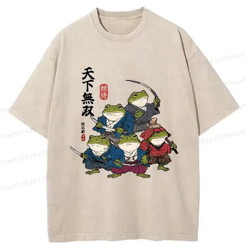 Kyoto-Lion Five Frog Samurai Washed T-Shirt
