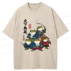 Kyoto-Lion Five Frog Samurai Washed T-Shirt