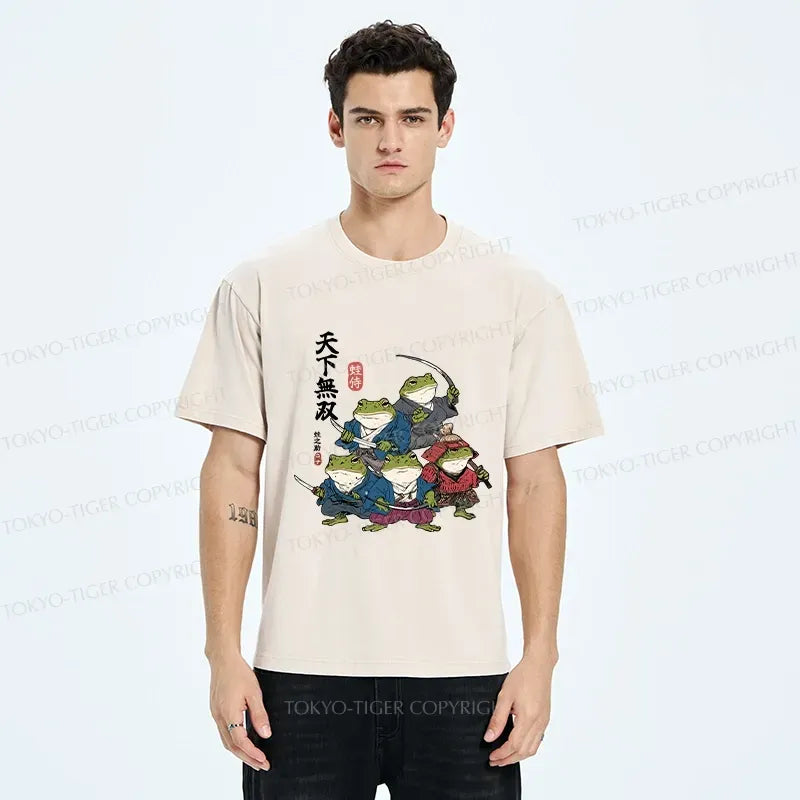 Kyoto-Lion Five Frog Samurai Washed T-Shirt