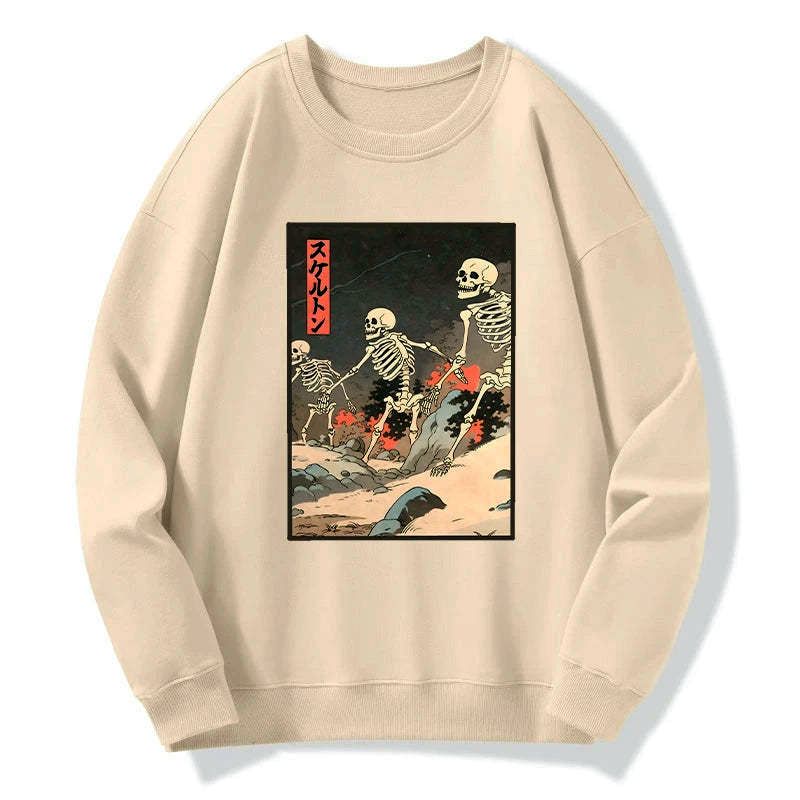 japanese rising skeleton sweatshirt